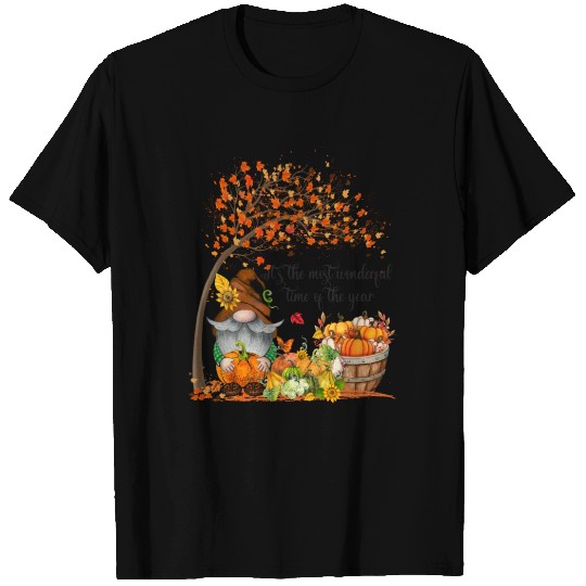 Fall Pumpkin Gnome Maple Leaves Sunflowers T Shirts