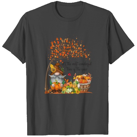 Fall Pumpkin Gnome Maple Leaves Sunflowers T Shirts