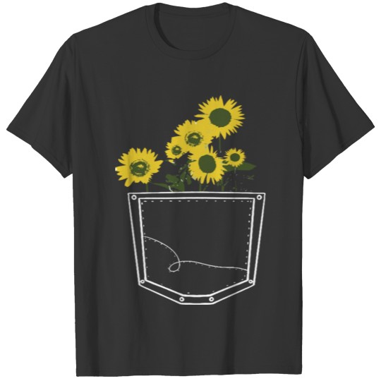 sunflower in my pocket T Shirts for women