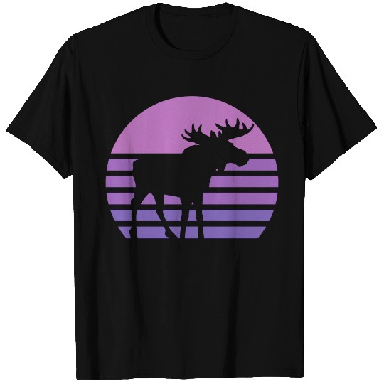 Moose In Sunset Retro Moose Wildlife Nature T Shirts