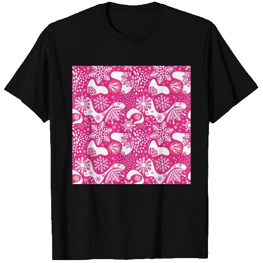 Abstract Pink Winter Pattern T Shirts