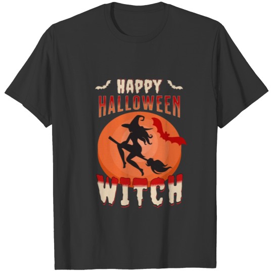 happy halloween witch bat bats moon witch party T Shirts