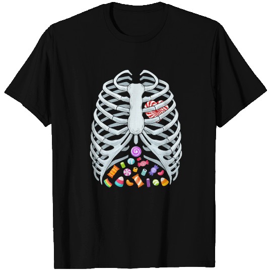 Funny Candy Skeleton Rib Cage Halloween Costume T Shirts