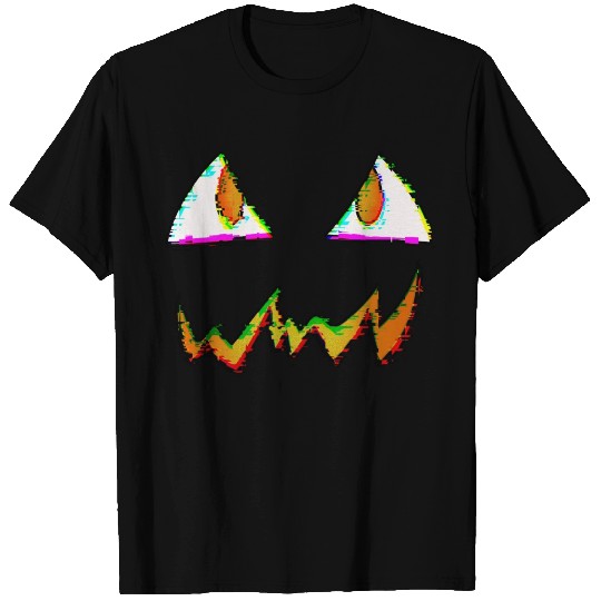 Jack O Lantern Face Glitch T Shirts