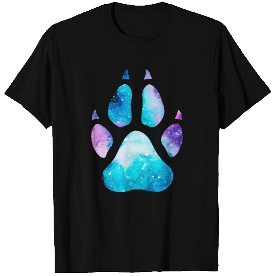 Galaxy Wolf Paw Print T Shirts