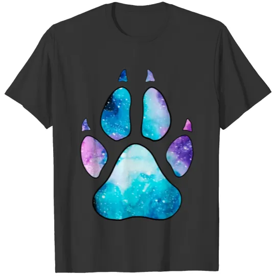 Galaxy Wolf Paw Print T Shirts