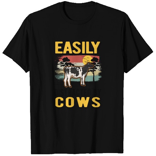 Easily Distracted By Cows Cattle Cow T Shirts