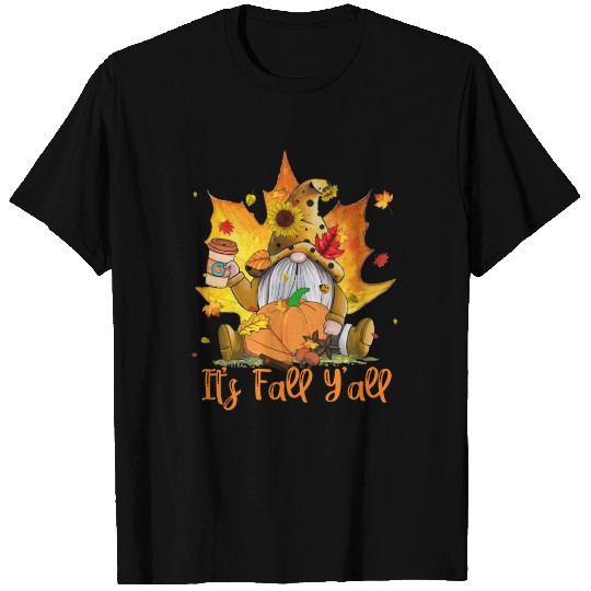 It's Fall Y'all Gnome Pumpkin Maple Leaves T Shirts