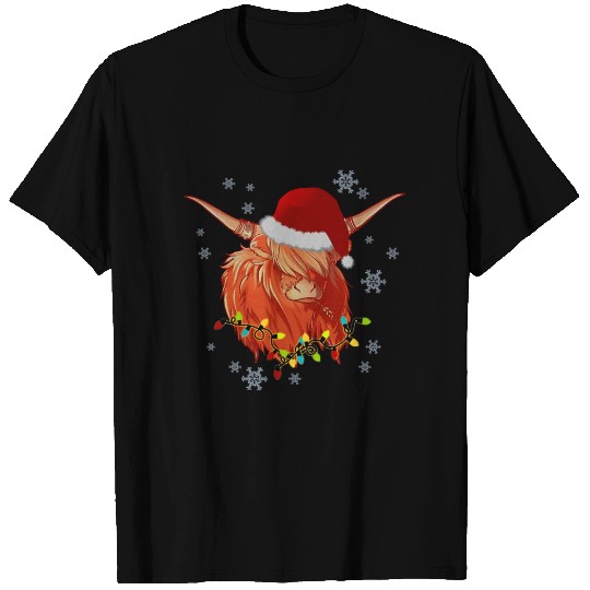 Cow Christmas Light Santa T Shirts