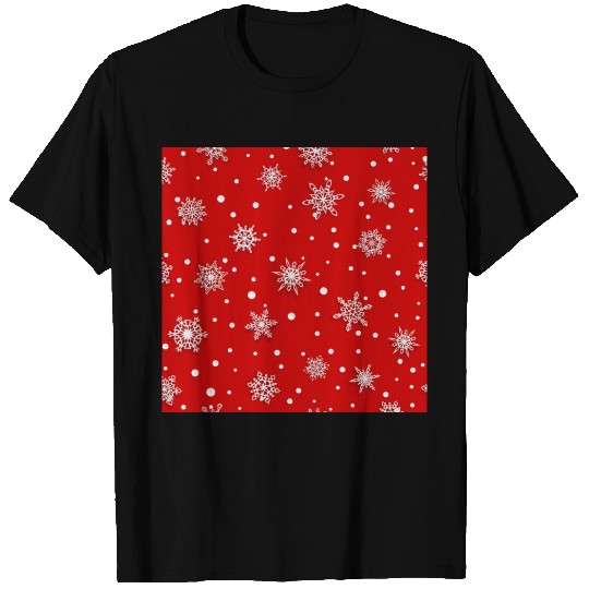 Red Snowflakes Pattern T Shirts
