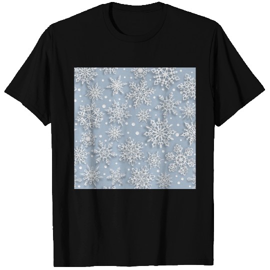 Elegant Blue Snowflakes Pattern T Shirts