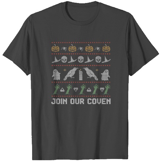 Stitch Pattern Horror Creatures Coven Halloween T Shirts