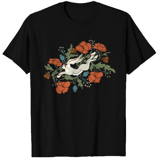 Rabbit in poppies garden T Shirts