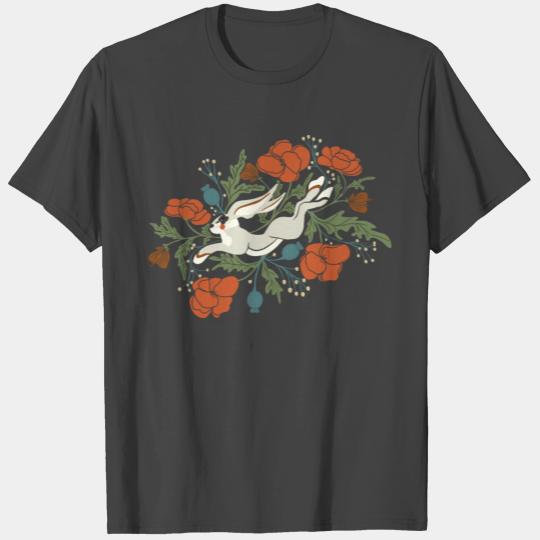 Rabbit in poppies garden T Shirts