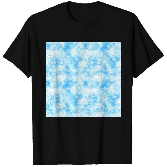 Blue White Snowflakes Pattern T Shirts