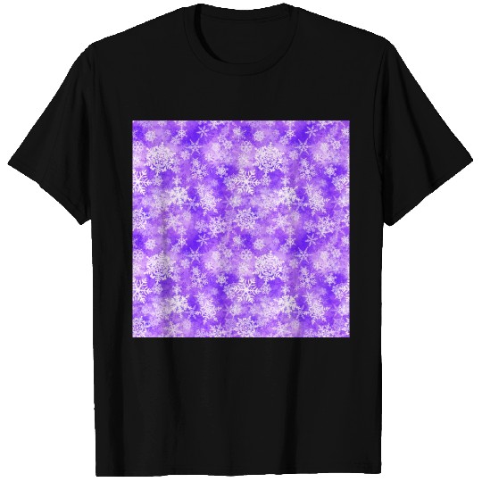 Purple White Snowflakes Pattern T Shirts