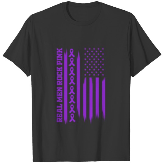 American Flag Real Men Rock Breast Cancer T Shirts