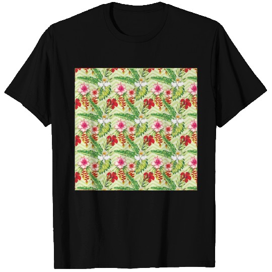 Illustration hibiscus palm leaves T Shirts
