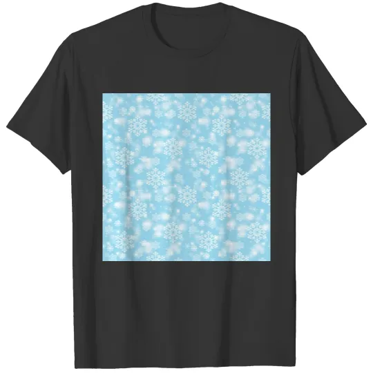 Pretty Blue Snowflakes Pattern T Shirts