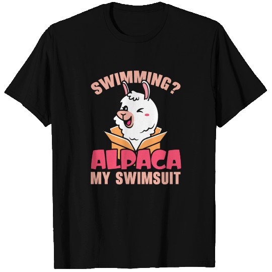 Swimming Alpaca My Swimsuit Llama Lover Swimmer T Shirts