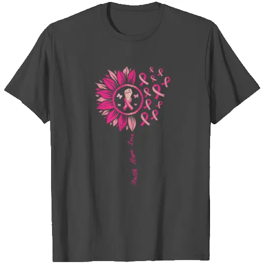 Faith Hope Love Breast Cancer Awareness Ribbon T Shirts