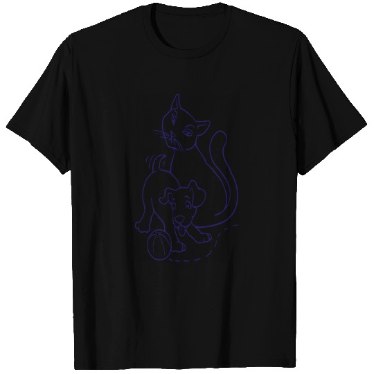 Cat and Dog Navy blue T Shirts