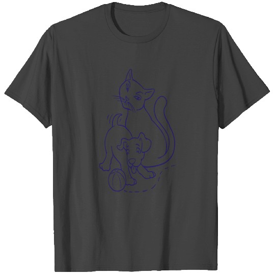 Cat and Dog Navy blue T Shirts