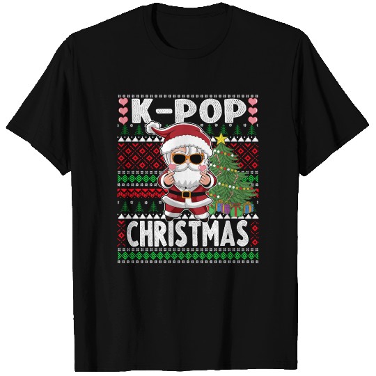 Santa K Pop Finger Heart, Teen Girls Christmas T Shirts