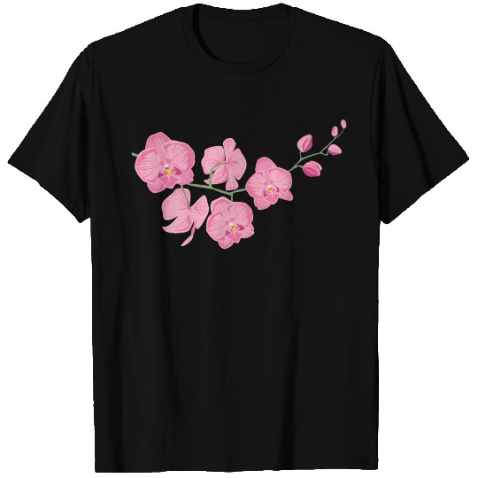 Pink Orchid flower design T Shirts