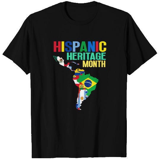 Hispanic Heritage Month Latin Countries Map Flags T Shirts