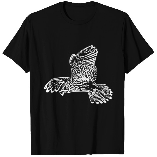 Elegant Hawk With Wings Shaking Flight T Shirts