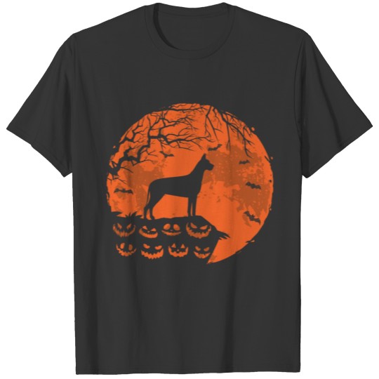 Great Dane And Moon Halloween Funny Dog Lover Gift T Shirts