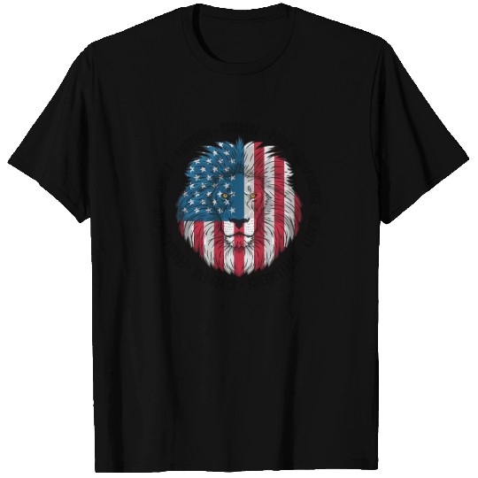 Patriotic Lion American Flag 4th Of July Leo Born T Shirts