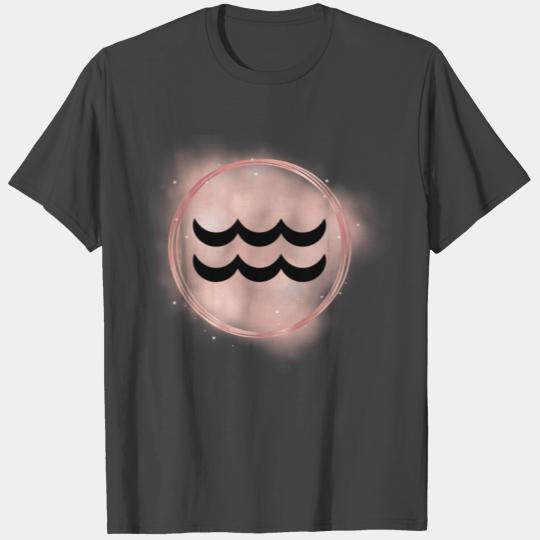 Aquarius Zodiac Signs Light Pink Frame T Shirts