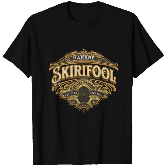 skirifool stylish badge black n gold T Shirts
