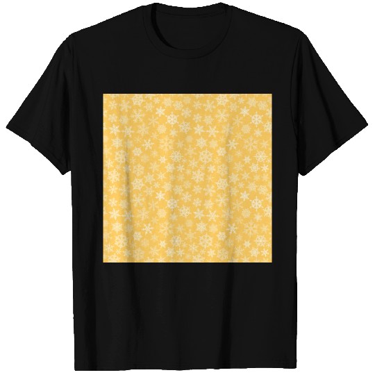 Modern Yellow Snowflakes Pattern T Shirts