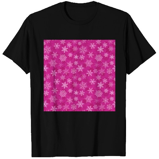 Pretty Pink Snowflakes Pattern T Shirts