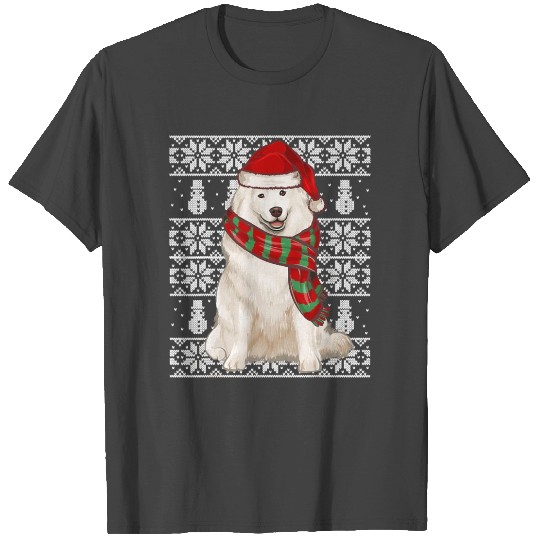 Santa Hat Xmas Samoyed Ugly Christmas T Shirts
