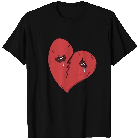 broken heart cartoon sad red T Shirts