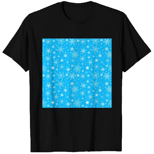 Snowflakes Pattern Blue White T Shirts