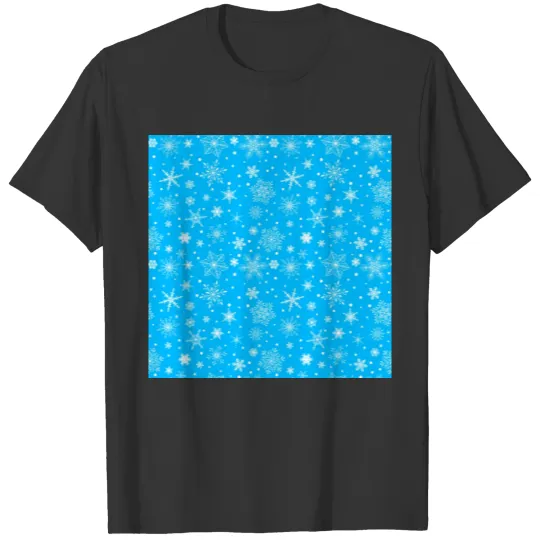 Snowflakes Pattern Blue White T Shirts