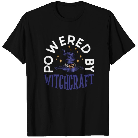 Powered By Witchcraft Witch Hat Spooky Sorcery T Shirts