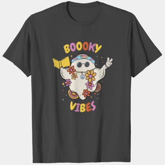 Reading Teacher Halloween Groovy Floral Ghost Book T Shirts
