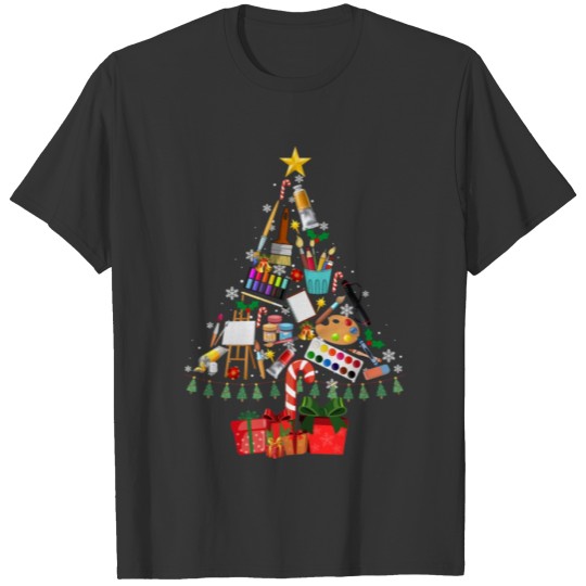 Xmas Tree Decor Art Teacher Ugly Artist Christmas T Shirts
