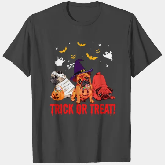 Trick Or Treat Pug Dog Halloween T Shirts