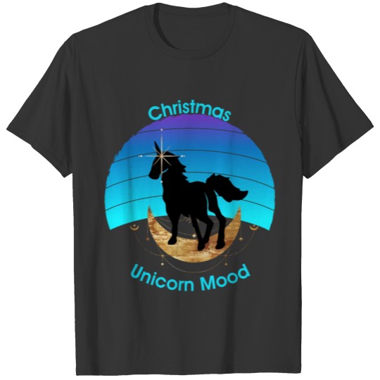 Christmas Unicorn Mood Blue Sunset Magic T Shirts