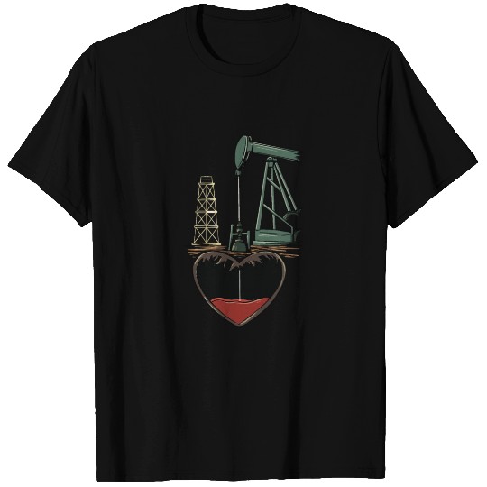 Oil rig with heart Design for Oilfield Worker T Shirts