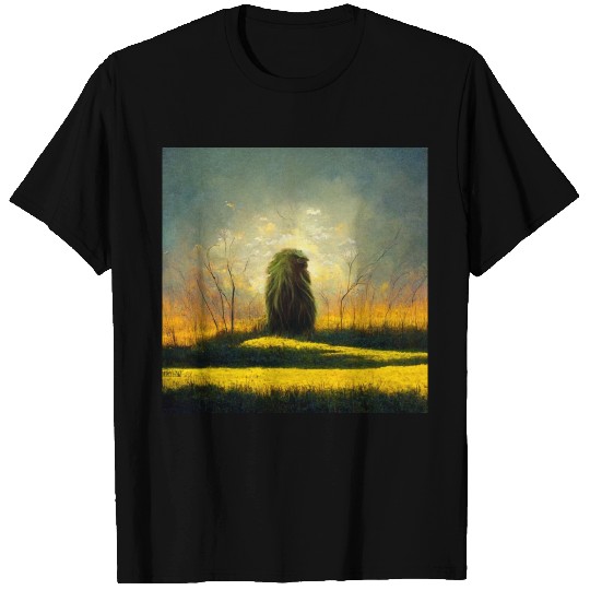 Lion meditate on sunrise, painting T Shirts