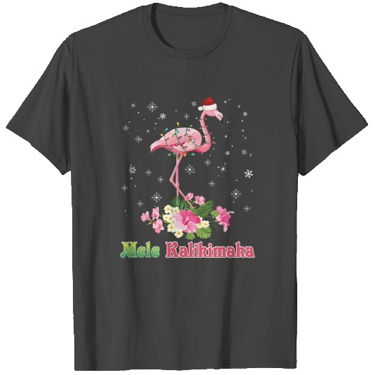 Mele Kalikimaka Flamingo Santa Christmas Merry T Shirts