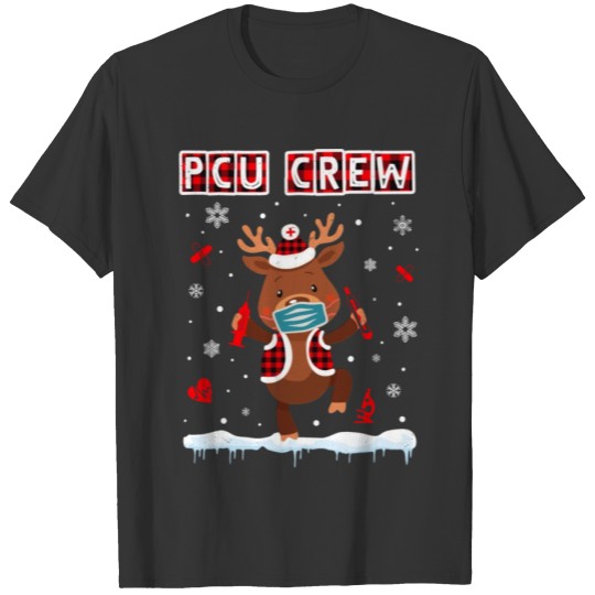 PCU Crew Buffalo Plaid Face Mask Reindeer Nurse T Shirts